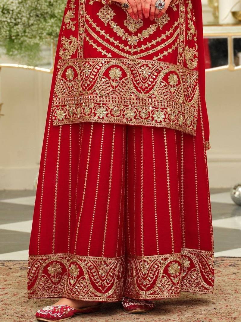 Women Ethnic Motifs Embroidered Regular Kurta with Palazzos & With Dupatta