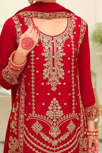 Women Ethnic Motifs Embroidered Regular Kurta with Palazzos & With Dupatta