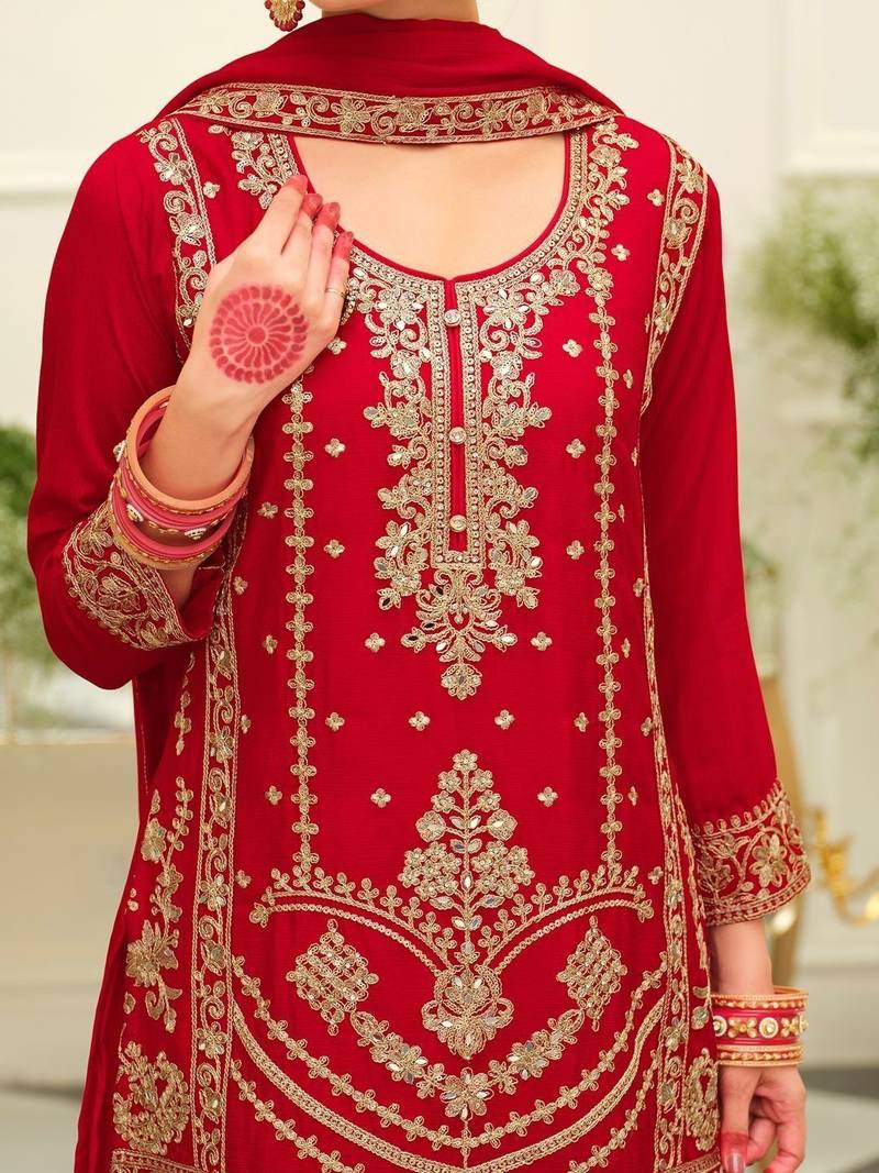 Women Ethnic Motifs Embroidered Regular Kurta with Palazzos & With Dupatta