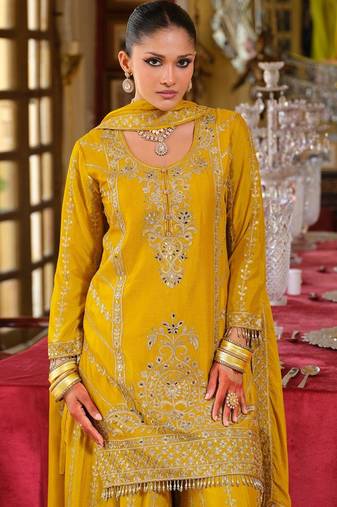 Women Ethnic Motifs Embroidered Regular Kurta with Sharara & With Dupatta