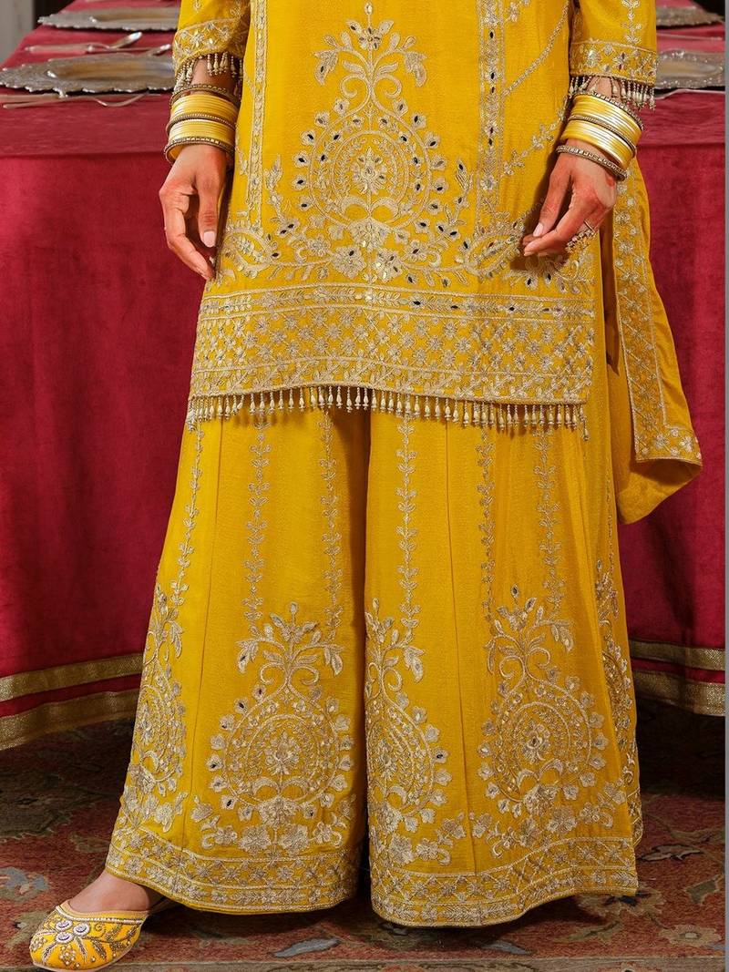 Women Ethnic Motifs Embroidered Regular Kurta with Sharara & With Dupatta