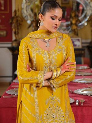 Women Ethnic Motifs Embroidered Regular Kurta with Sharara & With Dupatta 3