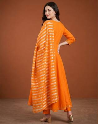 Embroidered Viscose Silk Flared Anarkali Pant and Dupatta Set 4