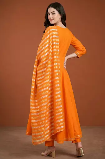 Embroidered Viscose Silk Flared Anarkali Pant and Dupatta Set