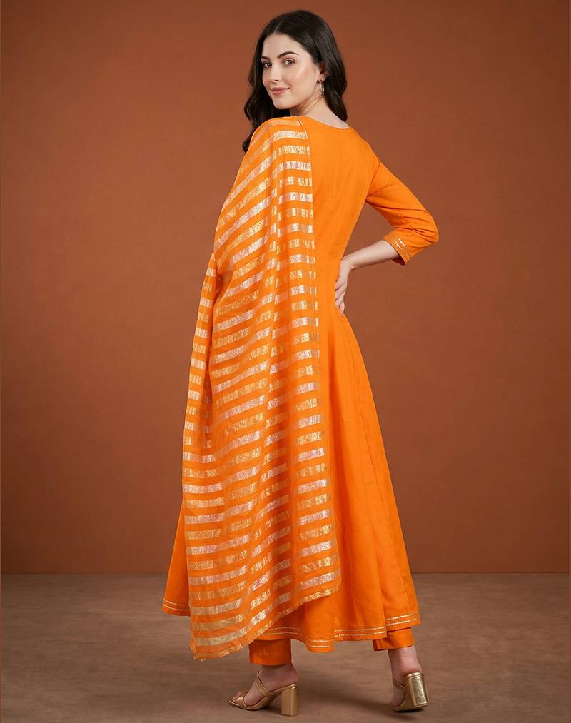 Embroidered Viscose Silk Flared Anarkali Pant and Dupatta Set