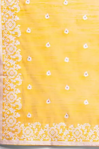 Women Ethnic Motifs Embroidered Regular Thread Work Chanderi Silk Kurta with Trousers & With Dupatta