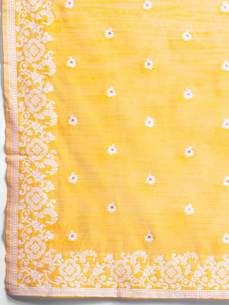 Women Ethnic Motifs Embroidered Regular Thread Work Chanderi Silk Kurta with Trousers & With Dupatta