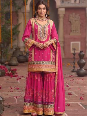 Women Ethnic Motifs Embroidered Regular Kurta with Sharara & With Dupatta 1