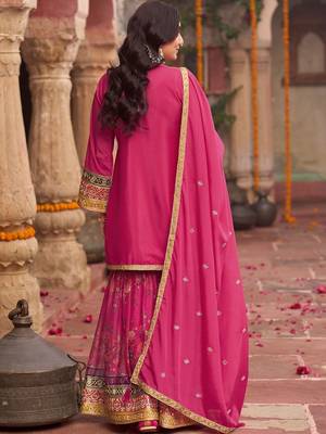 Women Ethnic Motifs Embroidered Regular Kurta with Sharara & With Dupatta 4