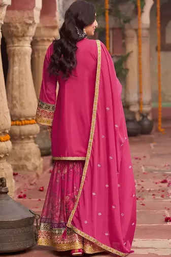 Women Ethnic Motifs Embroidered Regular Kurta with Sharara & With Dupatta