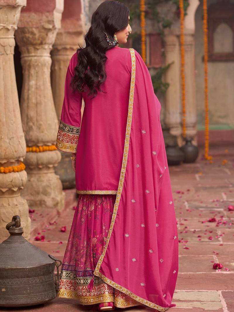 Women Ethnic Motifs Embroidered Regular Kurta with Sharara & With Dupatta