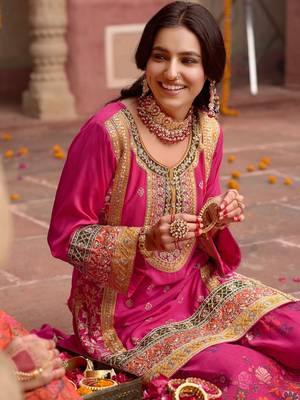 Women Ethnic Motifs Embroidered Regular Kurta with Sharara & With Dupatta 6