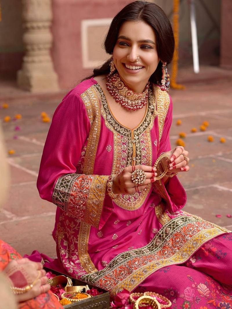 Women Ethnic Motifs Embroidered Regular Kurta with Sharara & With Dupatta