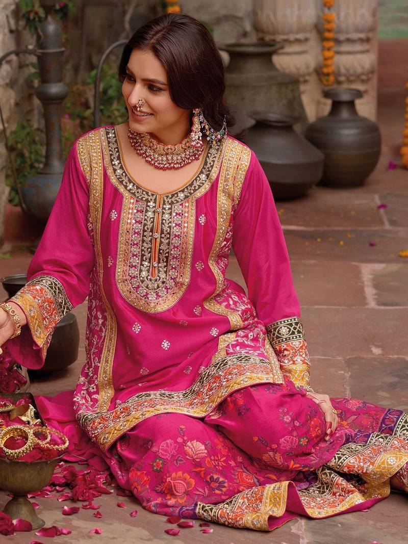 Women Ethnic Motifs Embroidered Regular Kurta with Sharara & With Dupatta