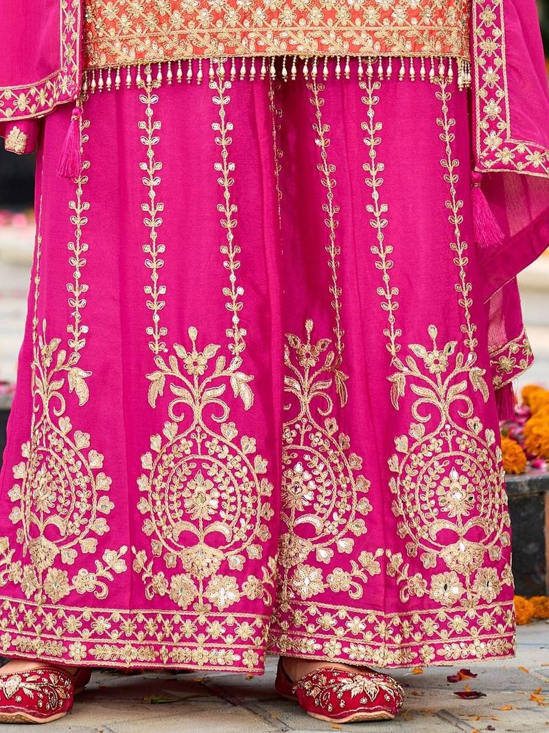 Women Ethnic Motifs Embroidered Regular Kurta with Sharara & With Dupatta