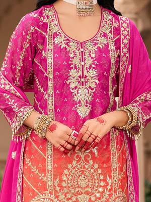 Women Ethnic Motifs Embroidered Regular Kurta with Sharara & With Dupatta 3