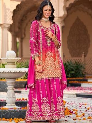 Women Ethnic Motifs Embroidered Regular Kurta with Sharara & With Dupatta 5