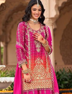 Women Ethnic Motifs Embroidered Regular Kurta with Sharara & With Dupatta 6