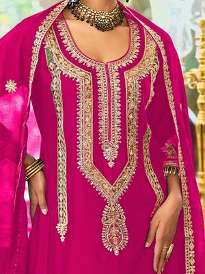 Women Ethnic Motifs Embroidered Regular Kurta with Palazzos & With Dupatta 2
