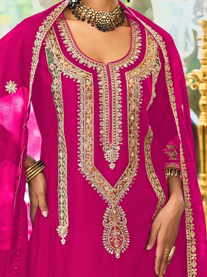 Women Ethnic Motifs Embroidered Regular Kurta with Palazzos & With Dupatta