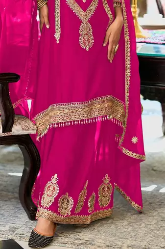 Women Ethnic Motifs Embroidered Regular Kurta with Palazzos & With Dupatta