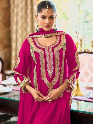 Women Ethnic Motifs Embroidered Regular Kurta with Palazzos & With Dupatta 4