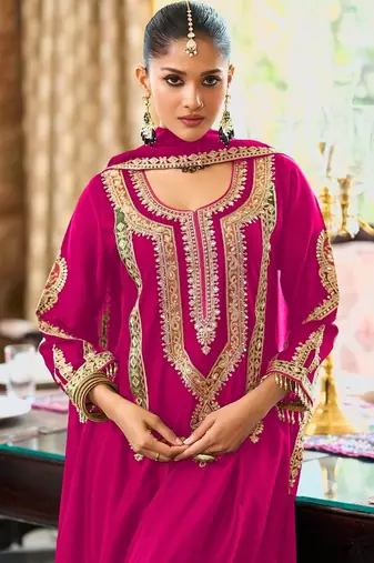 Women Ethnic Motifs Embroidered Regular Kurta with Palazzos & With Dupatta