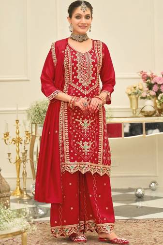 Women Ethnic Motifs Embroidered Regular Thread Work Kurta with Trousers & With Dupatta