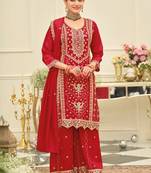 Women Ethnic Motifs Embroidered Regular Thread Work Kurta with Trousers & With Dupatta