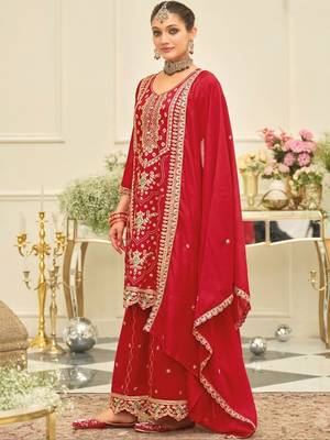 Women Ethnic Motifs Embroidered Regular Thread Work Kurta with Trousers & With Dupatta 6