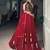 Women Red Bandhej Printed Satin Chiffon Navratri Free Size Stitched Lehenga Choli Set