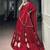 Women Red Bandhej Printed Satin Chiffon Navratri Free Size Stitched Lehenga Choli Set