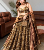 Women's Brown Silk Zari Embroidery Work Lehenga Choli