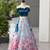 sky blue organza printed lehenga choli with free size upto 42