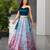 sky blue organza printed lehenga choli with free size upto 42