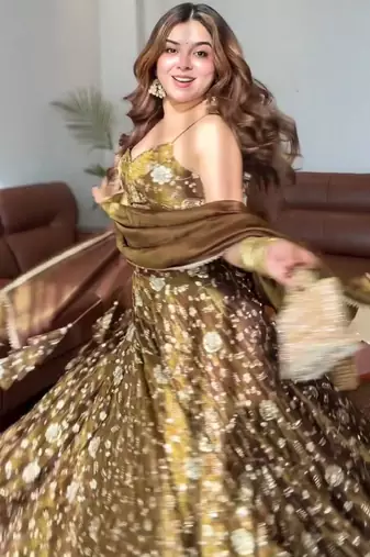 Women's Brown Silk Zari Embroidery Work Lehenga Choli