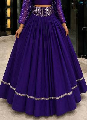 purple cotton embroidered stone work ghagra choli 3
