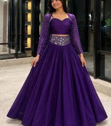 purple cotton embroidered stone work ghagra choli