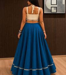 royal blue cotton plain mirror work ghagra choli
