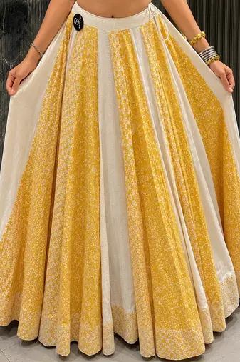 multicolor cotton printed mirror work ghagra choli