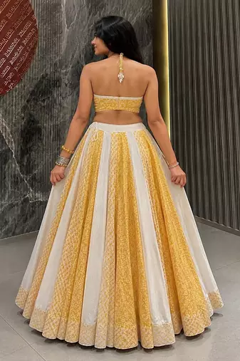 multicolor cotton printed mirror work ghagra choli