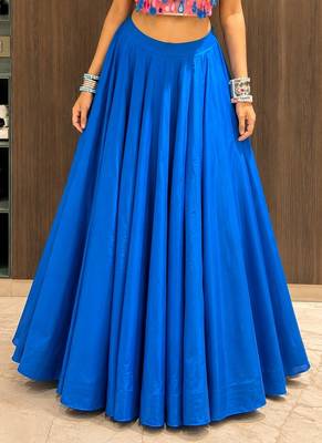 royal blue cotton plain mirror work ghagra choli 3