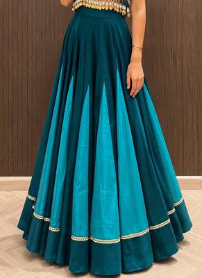 teal cotton plain sequins work ghagra choli 2