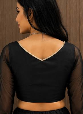 black cotton embroidered mirror work ghagra choli 2