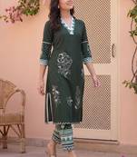Women Ethnic Motifs Printed Regular Pure Cotton Kurta with Trousers