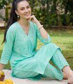 Women Ethnic Motifs Printed Regular Pure Cotton Kurta with Trousers & With Dupatta
