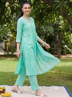 Women Ethnic Motifs Printed Regular Pure Cotton Kurta with Trousers & With Dupatta 3