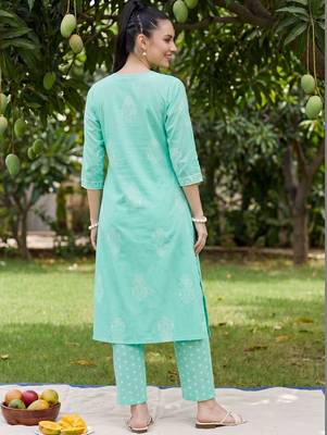 Women Ethnic Motifs Printed Regular Pure Cotton Kurta with Trousers & With Dupatta 6