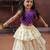 Violet and white kasavu wear skirt and top set