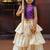 Violet and white kasavu wear skirt and top set